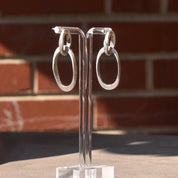 Industrial Sterling Silver Chain Link Earrings, Chunky Modernist Dangle Earrings, 4.5cm