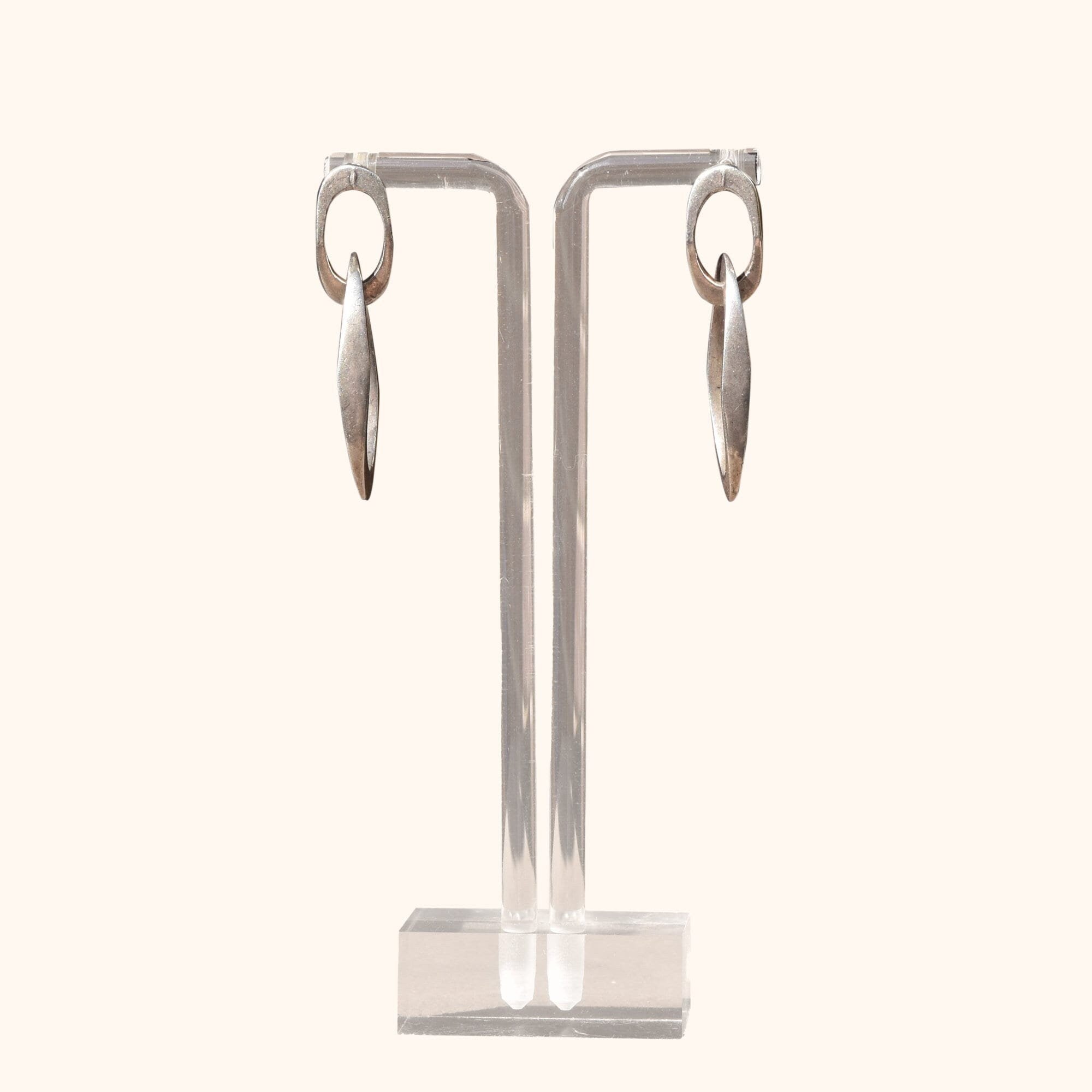 Industrial Sterling Silver Chain Link Earrings, Chunky Modernist Dangle Earrings, 4.5cm