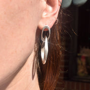 Industrial Sterling Silver Chain Link Earrings, Chunky Modernist Dangle Earrings, 4.5cm