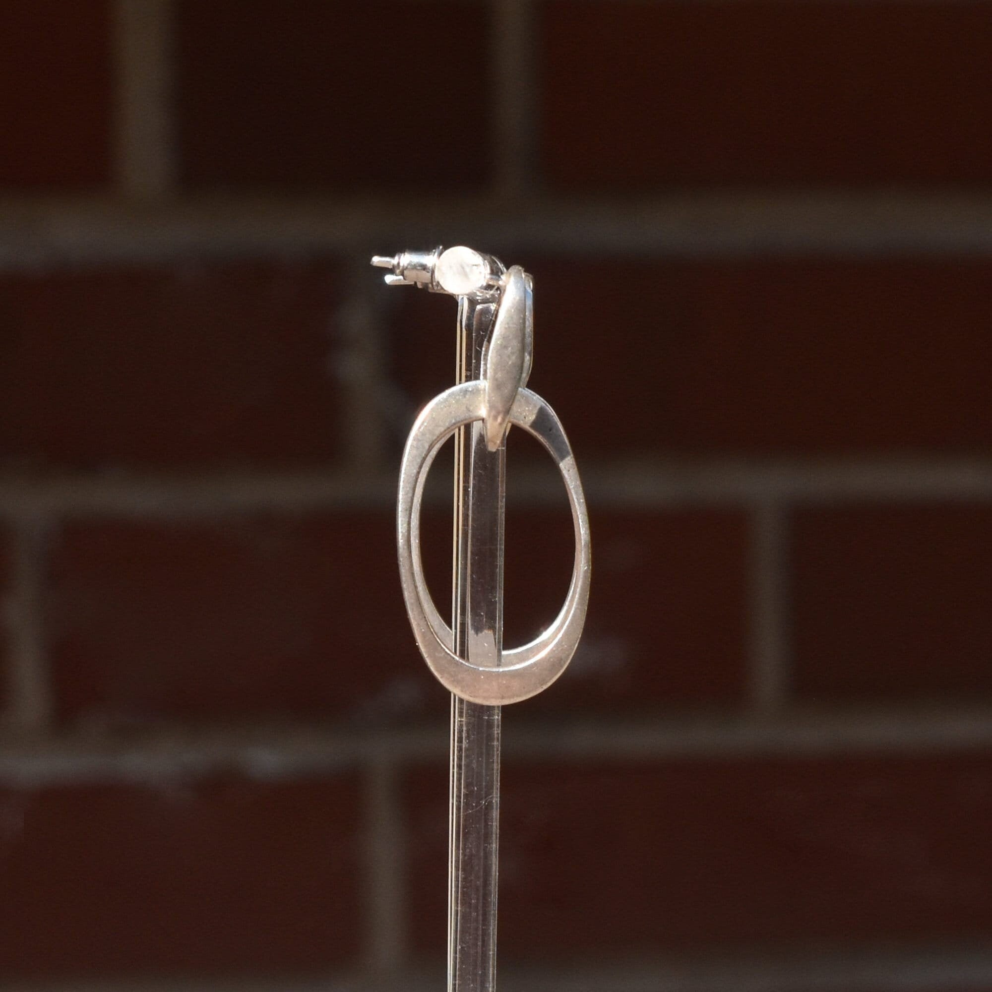 Industrial Sterling Silver Chain Link Earrings, Chunky Modernist Dangle Earrings, 4.5cm