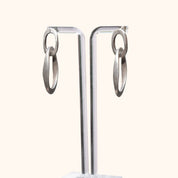 Industrial Sterling Silver Chain Link Earrings, Chunky Modernist Dangle Earrings, 4.5cm