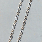 Italian Sterling Silver Figaro Chain, Classic 3mm Link Necklace, Vintage Unisex Chain, 19.75" L