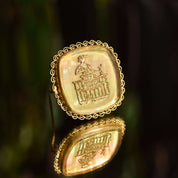 Czech Mother Of Pearl Gilt Filigree Cameo Style Brooch Pin, Maiden Figure, Estate Jewelry, 33mm