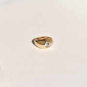 10K GF Paste Solitaire Dome Ring In Polished Yellow Gold, Victorian Wedding Ring, Size 7 US