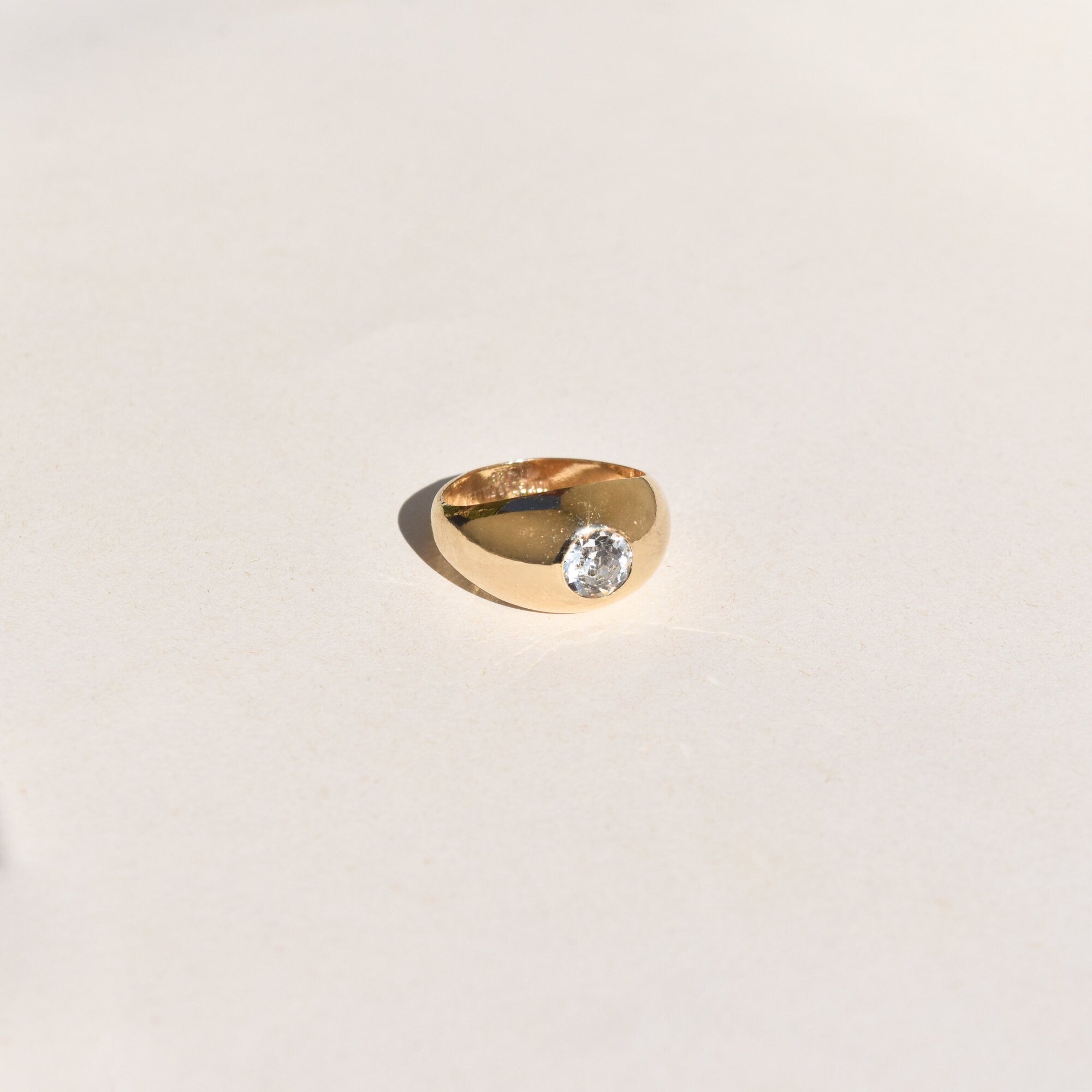 10K GF Paste Solitaire Dome Ring In Polished Yellow Gold, Victorian Wedding Ring, Size 7 US