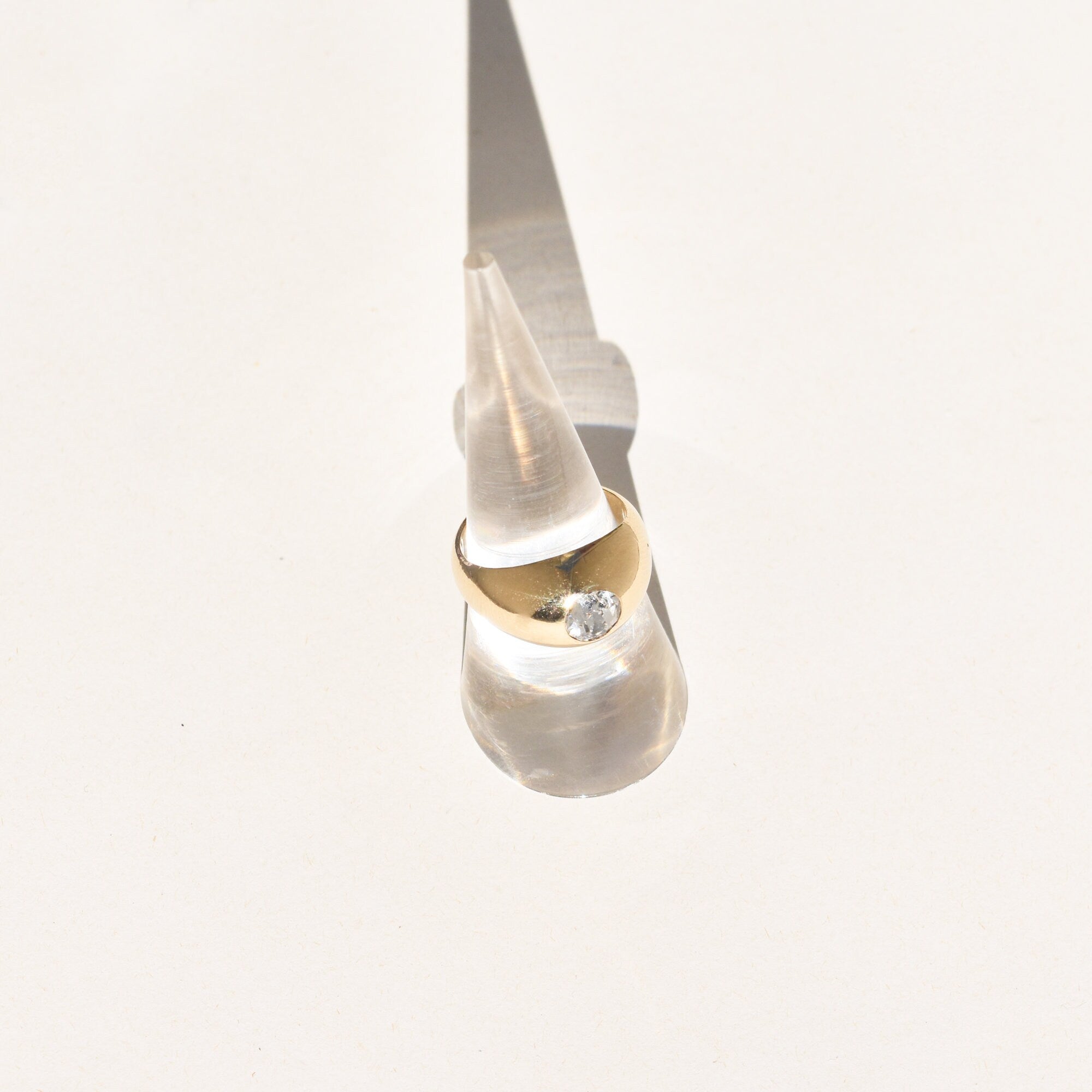 10K GF Paste Solitaire Dome Ring In Polished Yellow Gold, Victorian Wedding Ring, Size 7 US