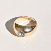 10K GF Paste Solitaire Dome Ring In Polished Yellow Gold, Victorian Wedding Ring, Size 7 US