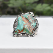 Massive Royston Turquoise Free-Form Sterling Cuff Bracelet By Lee Bennett, Navajo Native American, 5.625"