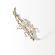 Sterling Silver Cannetille Lizard Brooch, Pebbled Silver Gecko Label Pin, Estate Jewelry, 2.25" L