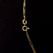 Italian Figaro Chain In 14K Yellow Gold, 2mm Solid Gold Link Necklace, Estate Jewelry, 15 3/4"