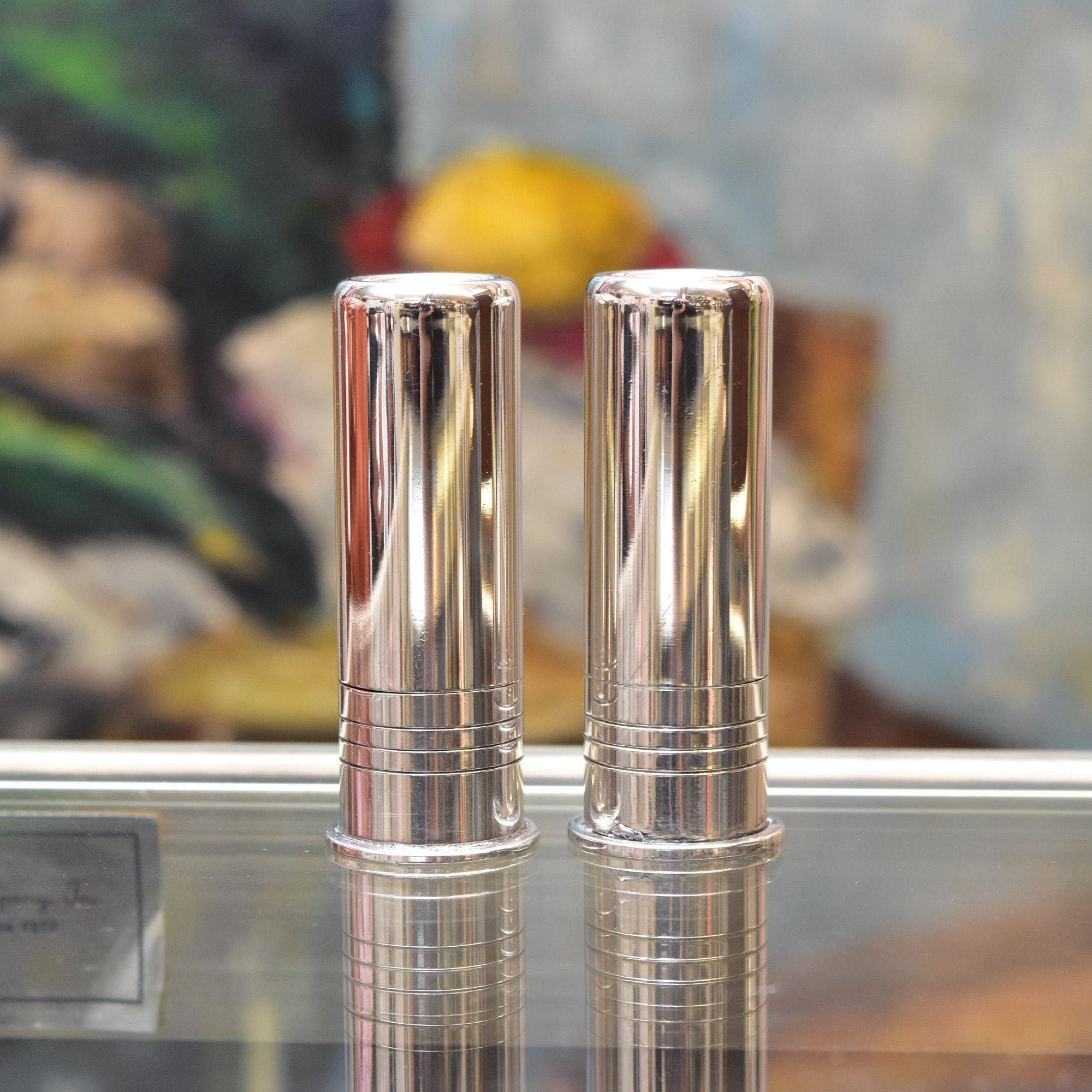 1930's Abercrombie & Fitch Sterling Silver Shotshell Salt And Pepper Shaker Set, 6cm