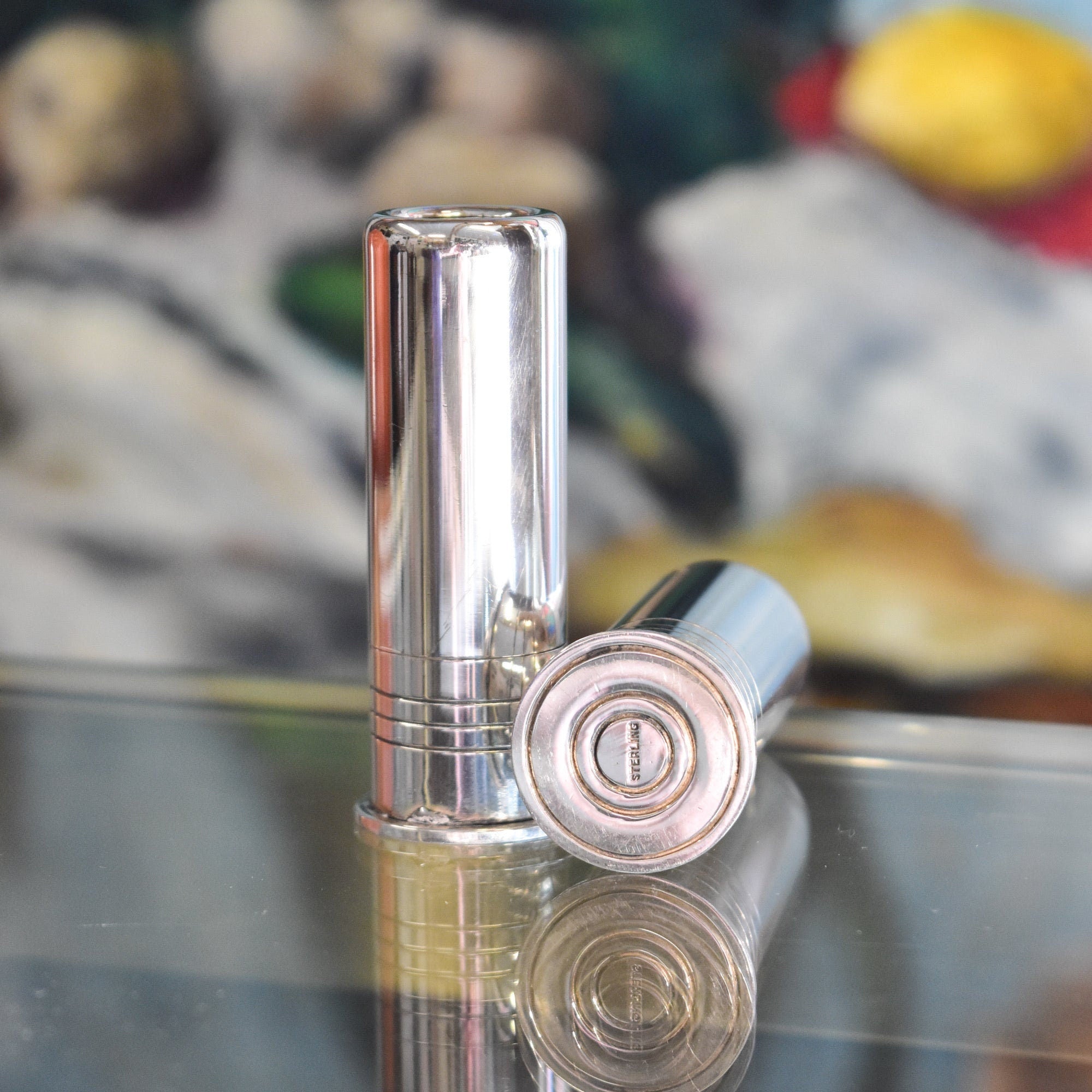 1930's Abercrombie & Fitch Sterling Silver Shotshell Salt And Pepper Shaker Set, 6cm