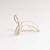 Signed Aksel Holmsen Norway Sterling Gilt White Enamel Guilloche Brooch, Modernist Abstract Design, 44mm