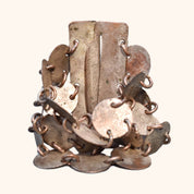 Handmade Mixed Metal Hammered Disc Bracelet, Wide 3-Row Chainmail Cuff, Bohemian Jewelry, 7" L