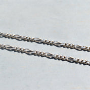 Italian Sterling Silver Figaro Chain, Classic 3mm Link Necklace, Vintage Unisex Chain, 19.75" L