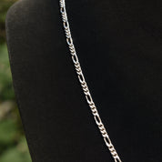 Italian Sterling Silver Figaro Chain, Classic 3mm Link Necklace, Vintage Unisex Chain, 19.75" L