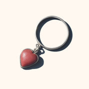 TAXCO Red Jasper Heart Dangle Ring In Sterling Silver, Stacking Ring, Mexican 925 Silver, Size 7 US