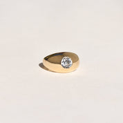 10K GF Paste Solitaire Dome Ring In Polished Yellow Gold, Victorian Wedding Ring, Size 7 US