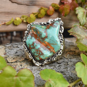 Massive Royston Turquoise Free-Form Sterling Cuff Bracelet By Lee Bennett, Navajo Native American, 5.625"