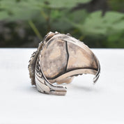 Massive Royston Turquoise Free-Form Sterling Cuff Bracelet By Lee Bennett, Navajo Native American, 5.625"