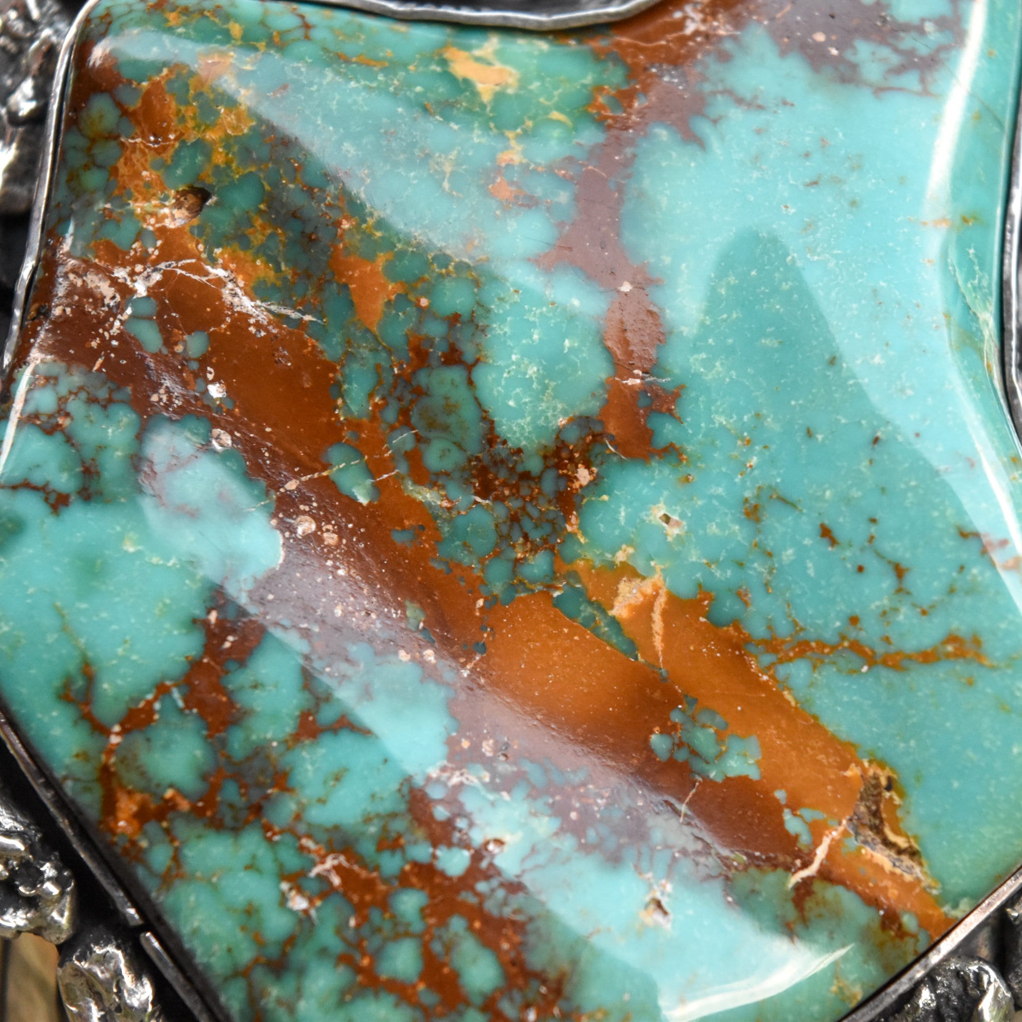 Massive Royston Turquoise Free-Form Sterling Cuff Bracelet By Lee Bennett, Navajo Native American, 5.625"