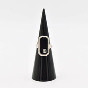 Art Deco 10K White Gold Black Onyx Diamond Ring