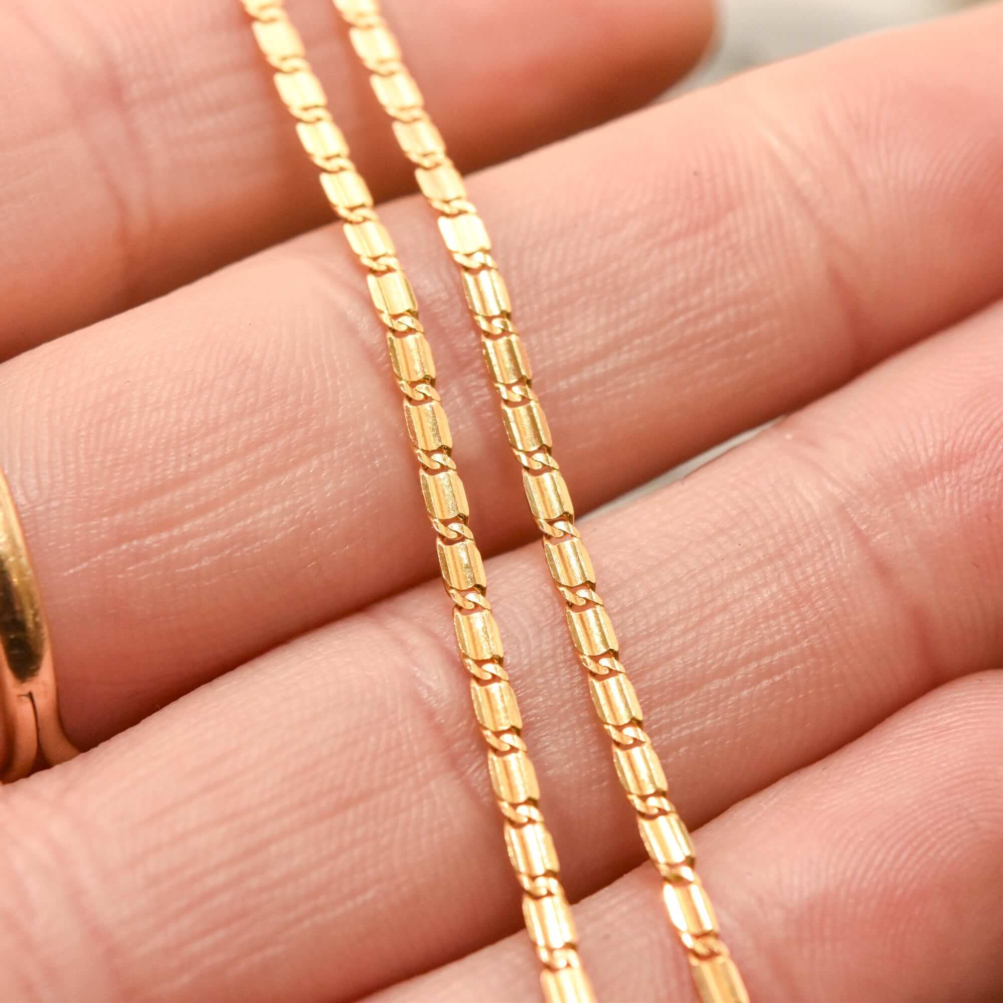 Italian 14K Yellow Gold Chain Necklace, Mariner-Style Link, Unisex Gold Chain, Estate Jewelry, 17.75" L