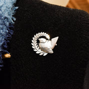 Georg Jensen Bird Brooch #309, Sterling Denmark, Dove On Branch, Christmas Gift, Estate Jewelry, 2" W