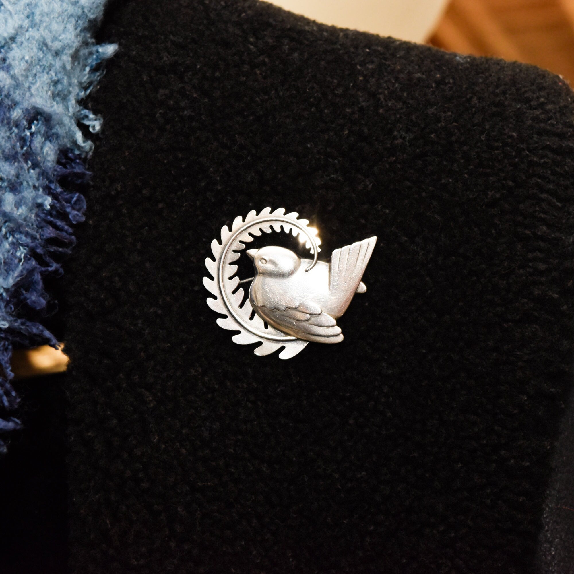 Georg Jensen Bird Brooch #309, Sterling Denmark, Dove On Branch, Christmas Gift, Estate Jewelry, 2" W