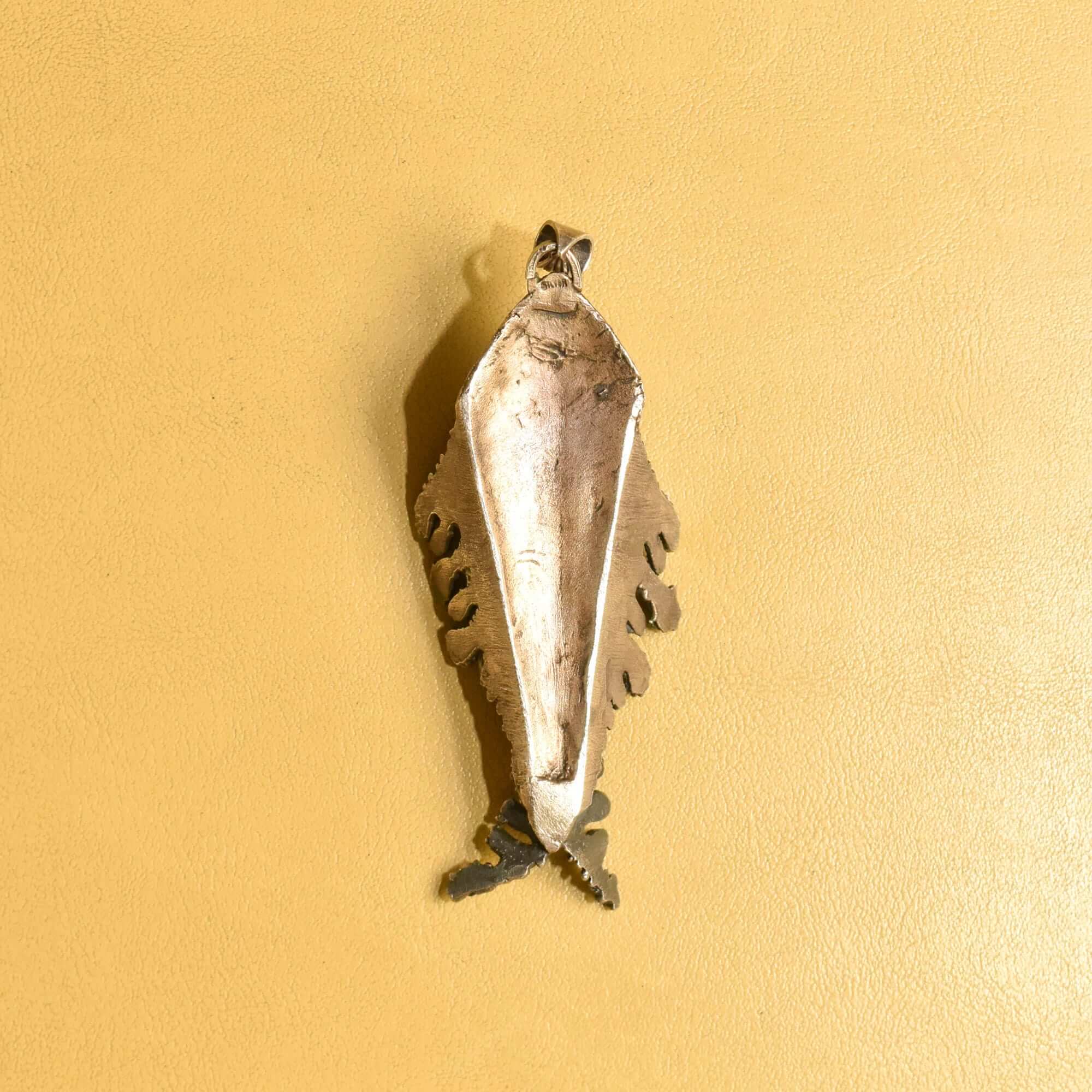 Huge Silver Enamel Fish Pendant