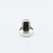 Art Deco 10K White Gold Black Onyx Diamond Ring