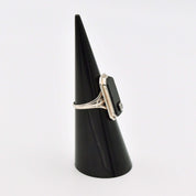 Art Deco 10K White Gold Black Onyx Diamond Ring