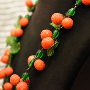 Mid-Century Tutti Frutti Venetian Glass Orange Berry Necklace, Festive Italian Glass Bead Necklace, 18.5" L