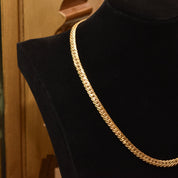 14K Yellow Gold Cuban Chain, 7mm Puffed Curb Link Necklace, Vintage Men's Jewelry, 18" L