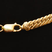 14K Yellow Gold Cuban Chain, 7mm Puffed Curb Link Necklace, Vintage Men's Jewelry, 18" L