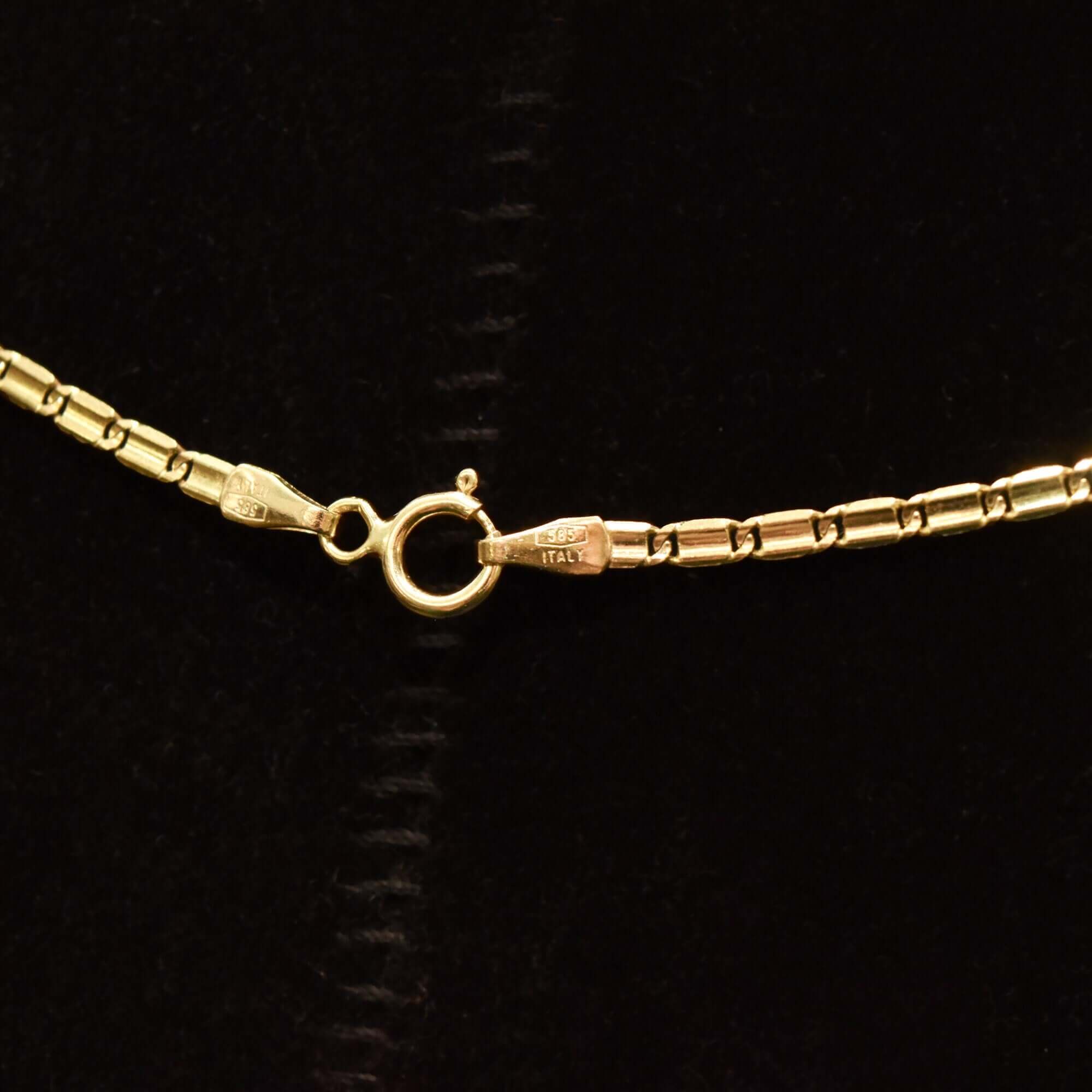 Italian 14K Yellow Gold Chain Necklace, Mariner-Style Link, Unisex Gold Chain, Estate Jewelry, 17.75" L