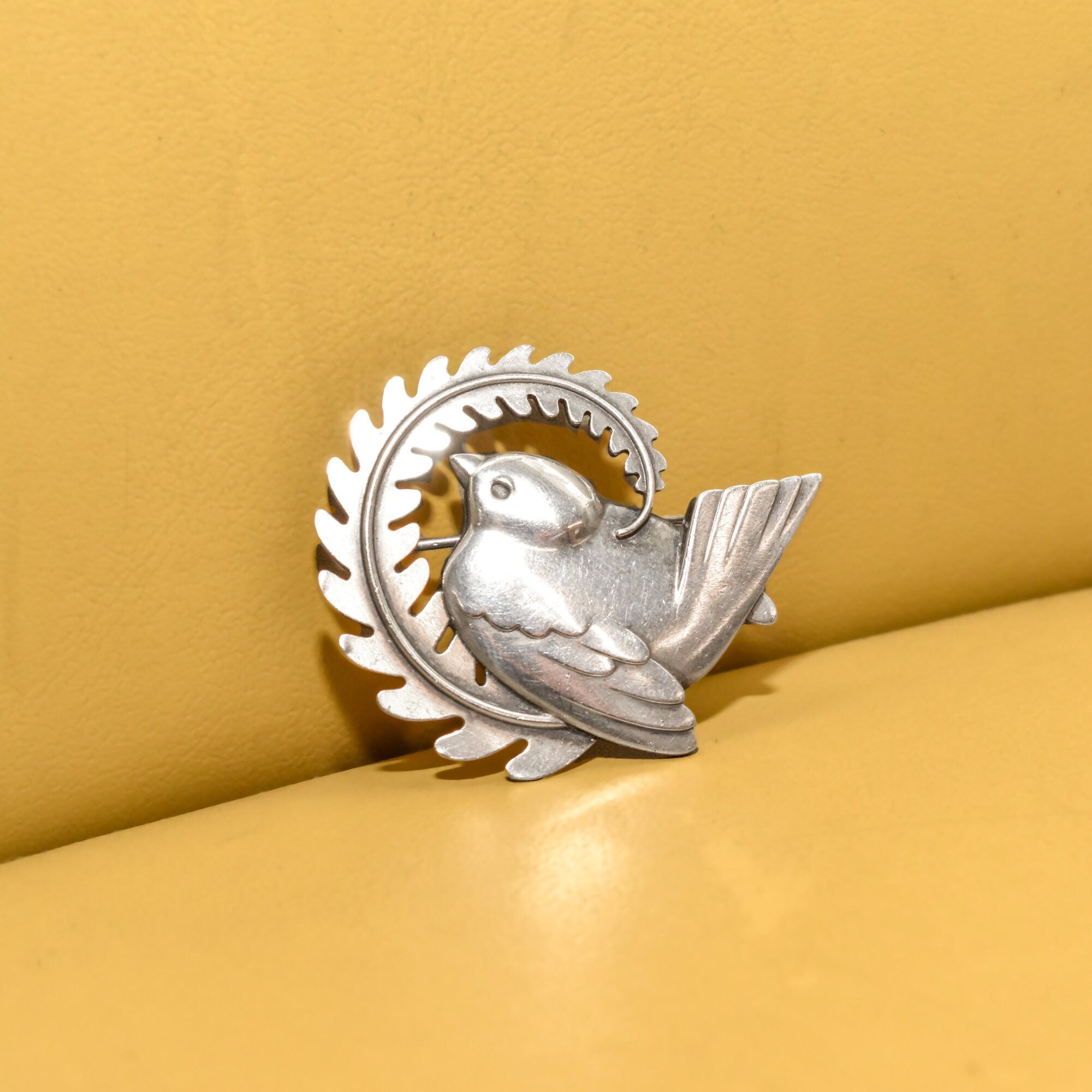 Georg Jensen Bird Brooch #309, Sterling Denmark, Dove On Branch, Christmas Gift, Estate Jewelry, 2" W