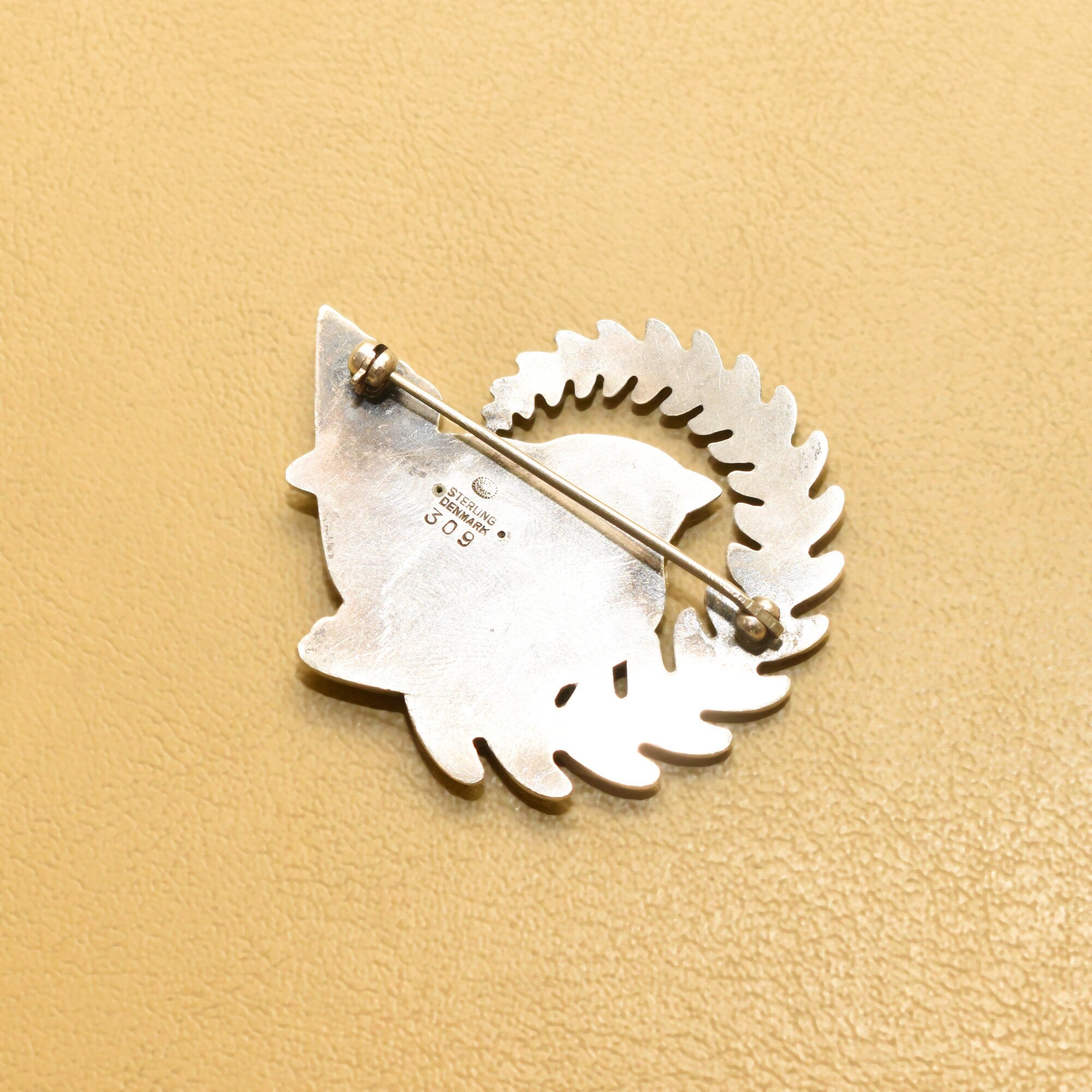 Georg Jensen Bird Brooch #309, Sterling Denmark, Dove On Branch, Christmas Gift, Estate Jewelry, 2" W