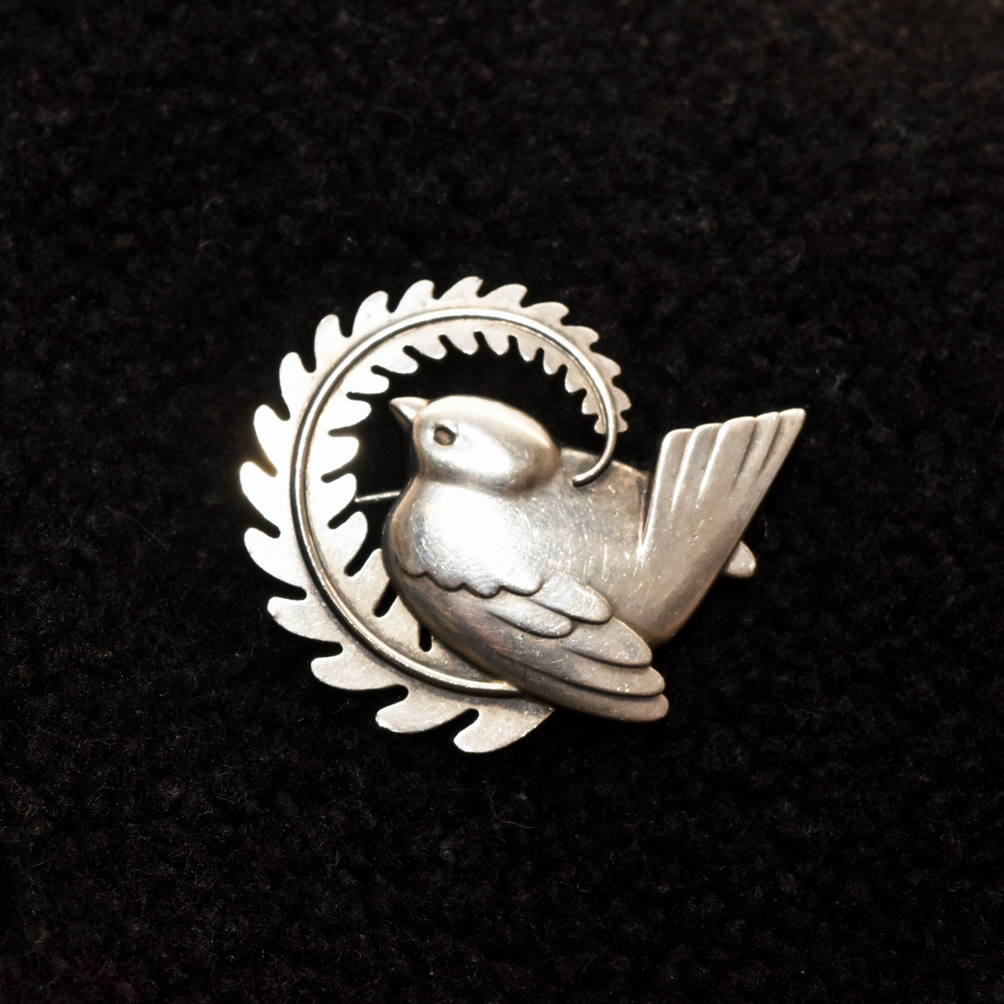 Georg Jensen Bird Brooch #309, Sterling Denmark, Dove On Branch, Christmas Gift, Estate Jewelry, 2" W