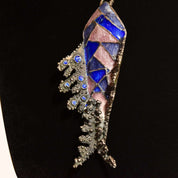 Huge Silver Enamel Fish Pendant