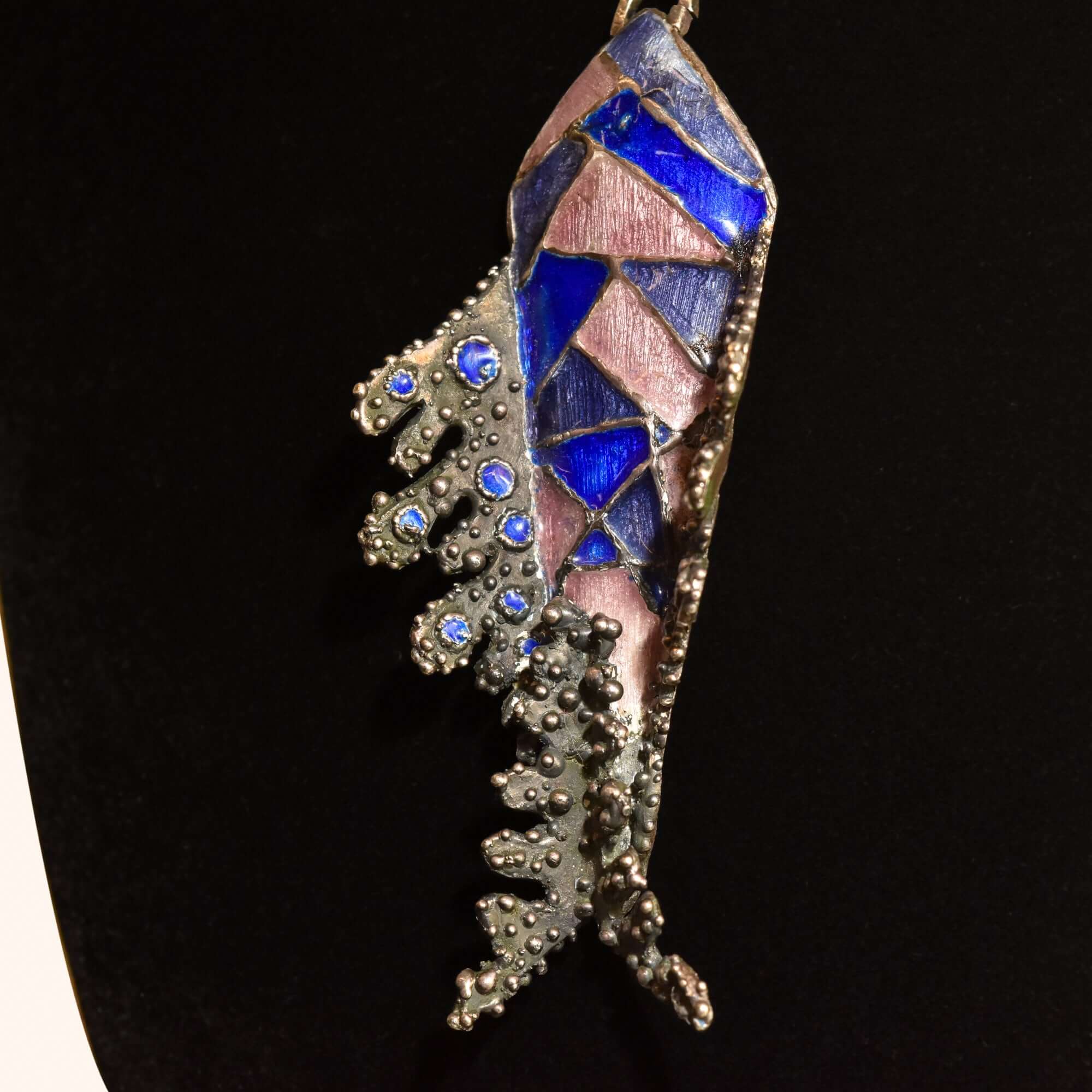 Huge Silver Enamel Fish Pendant