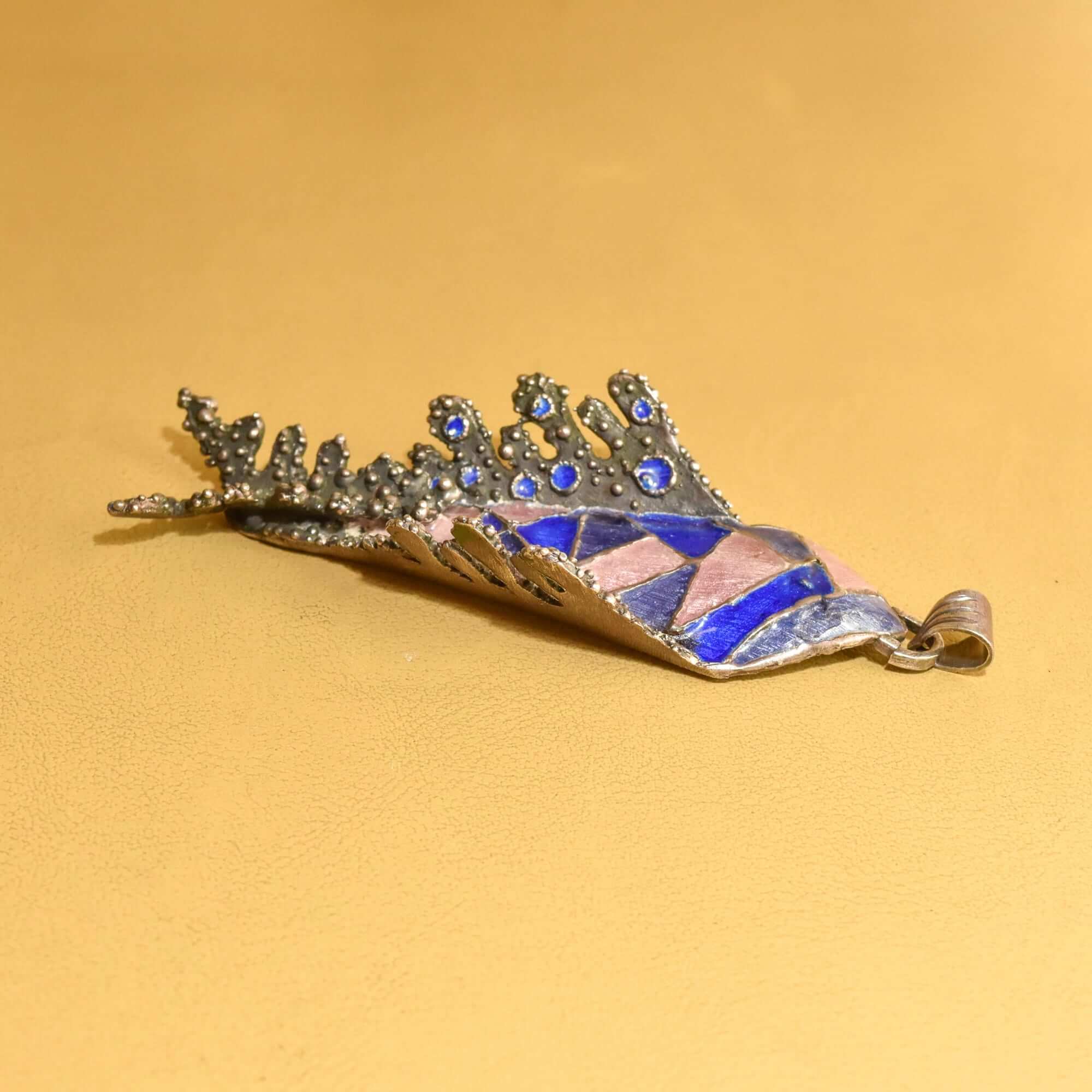 Huge Silver Enamel Fish Pendant