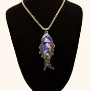 Huge Silver Enamel Fish Pendant