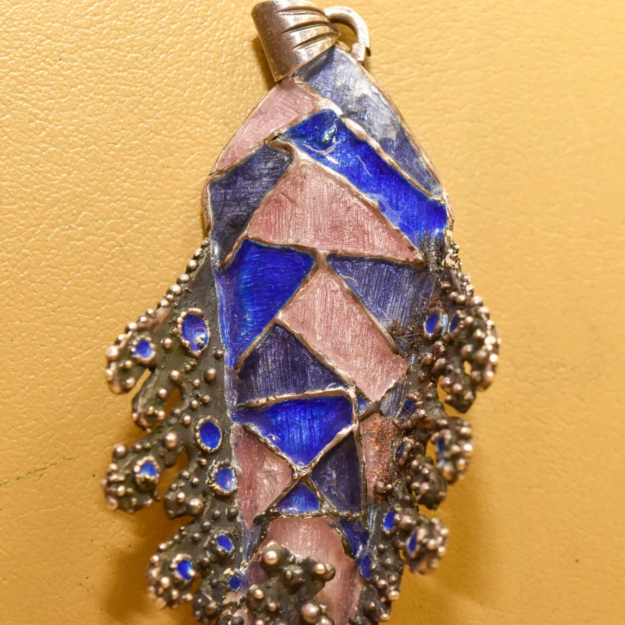 Huge Silver Enamel Fish Pendant