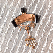 Antique Art Nouveau 14K Onyx & Pearl Earrings With Matching Brooch, Victorian Mourning Jewelry