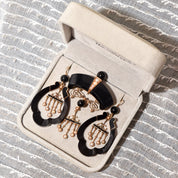 Antique Art Nouveau 14K Onyx & Pearl Earrings With Matching Brooch, Victorian Mourning Jewelry