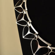 TAXCO Sterling Silver 950 Black Onyx Inlay Heart Collar Necklace, Mexico TN-57