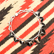 TAXCO Sterling Silver 950 Black Onyx Inlay Heart Collar Necklace, Mexico TN-57