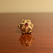 Russian Faberge Egg Charm Pendant, Enamel & Swarovski Crystals, Estate Jewelry, 32mm