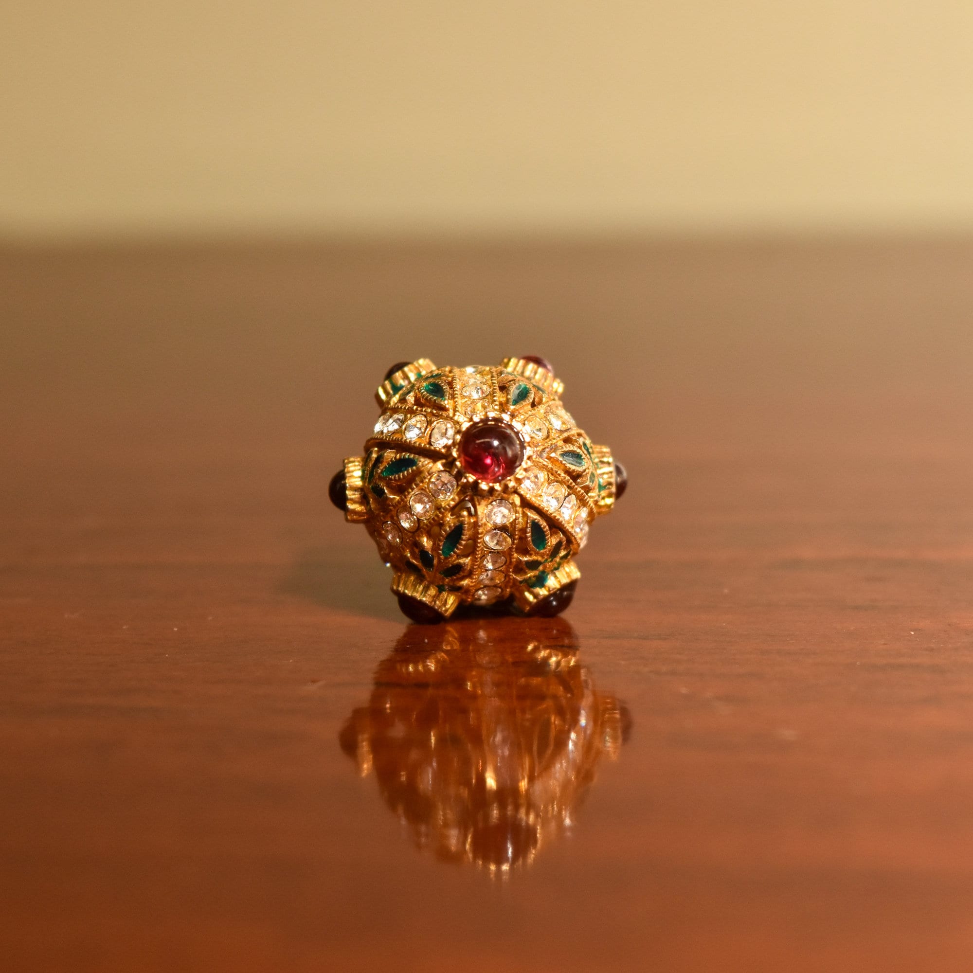 Russian Faberge Egg Charm Pendant, Enamel & Swarovski Crystals, Estate Jewelry, 32mm
